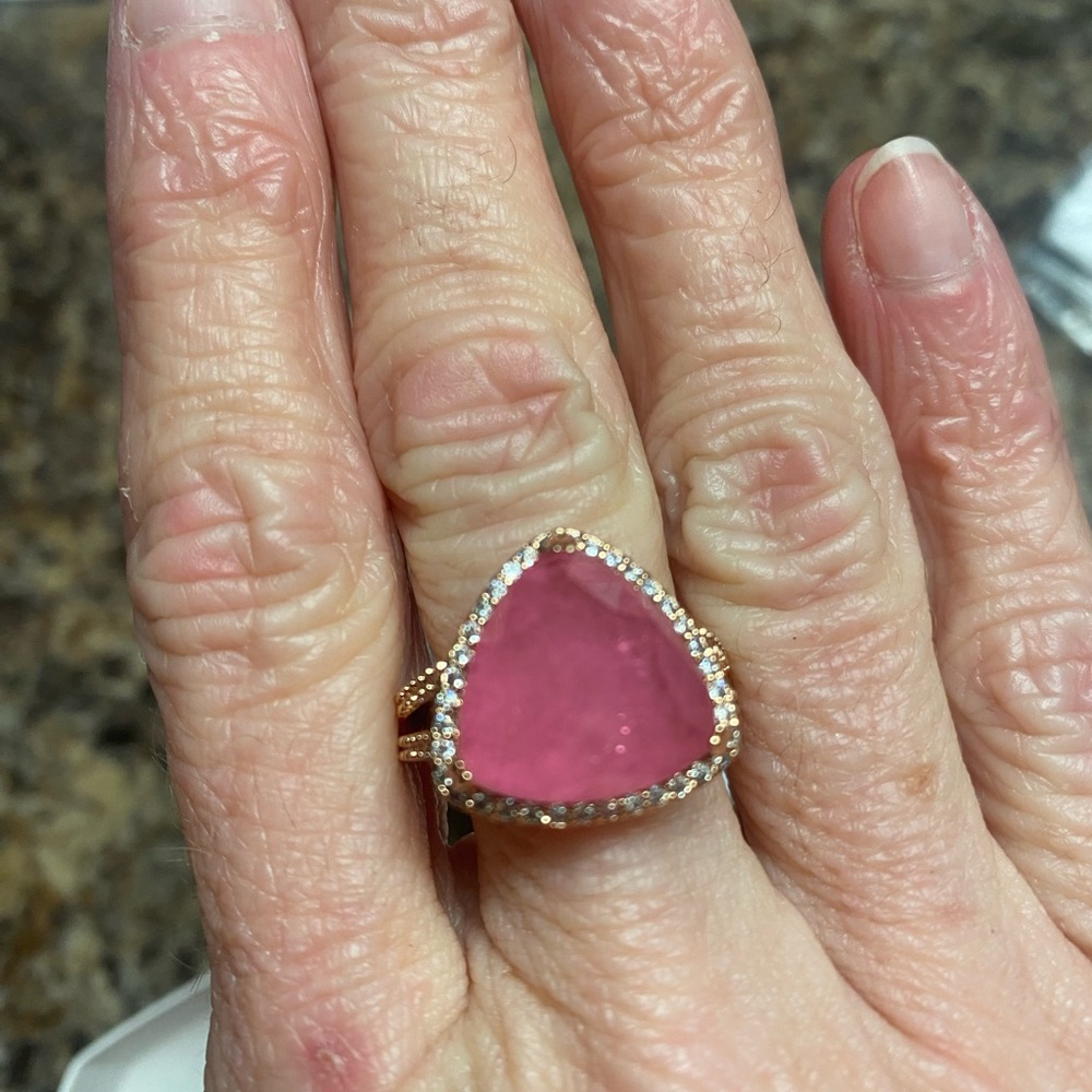 New Bomb Party Size 7 Resort Wear Pink Topaz/Quartz Rose Gold Plated MSRP $140
